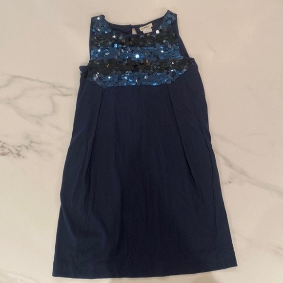 Crewcuts - Navy Blue sleeveless sequined little girls party dress, size 7 - Picture 1 of 4